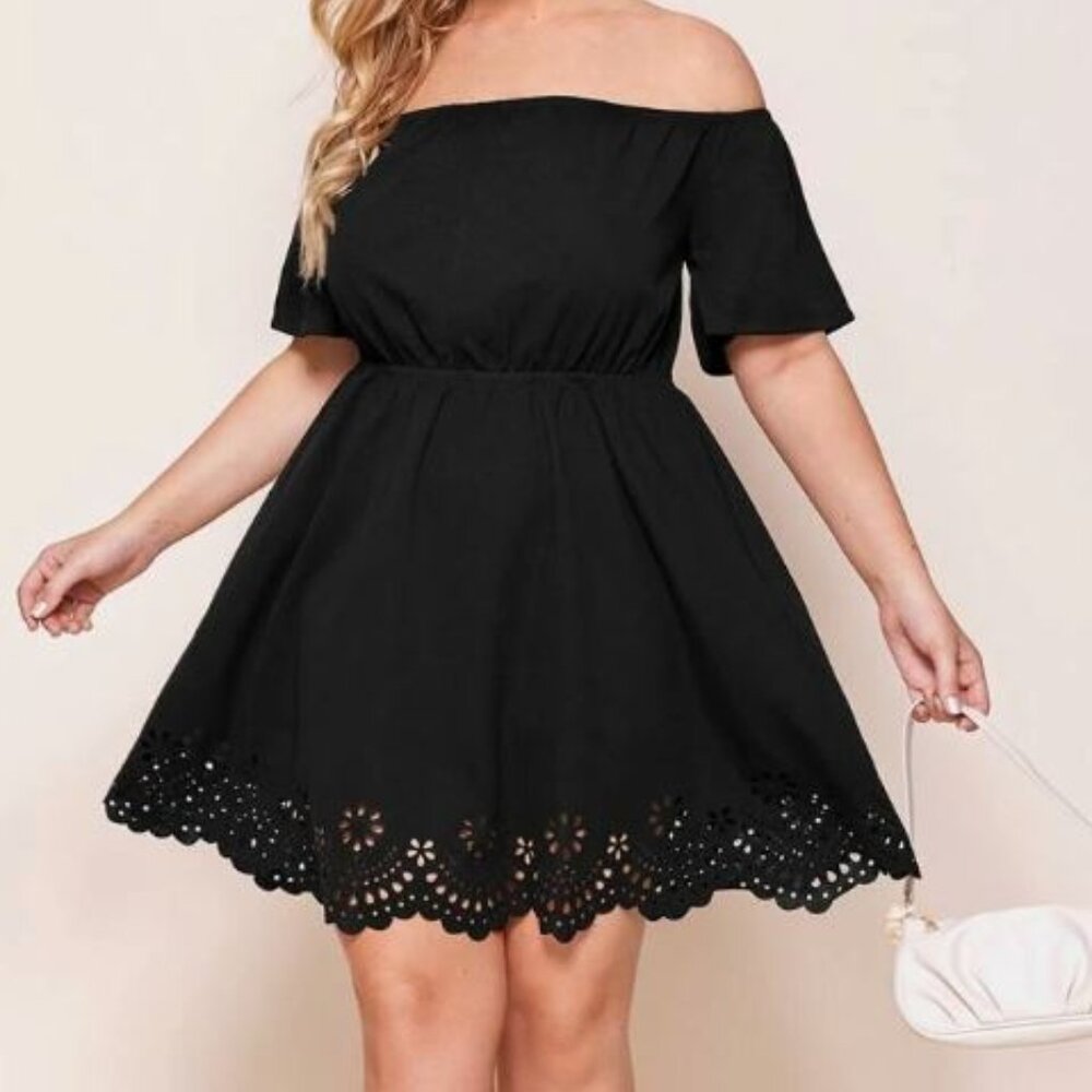Shein Elegant Black Off Shoulder Dress Empire Waist 2xl 2x